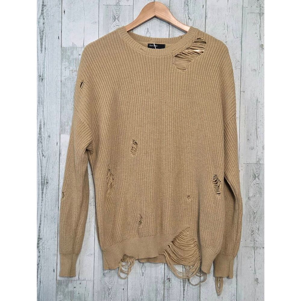 Bershka Oversized Destroyed Distressed Ripped Streetwear Sweater Sz. XS
